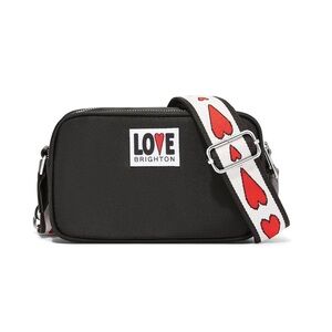 BRIGHTON LOVE ESSENTIALS BLACK NYLON HEART CROSSBODY BAG